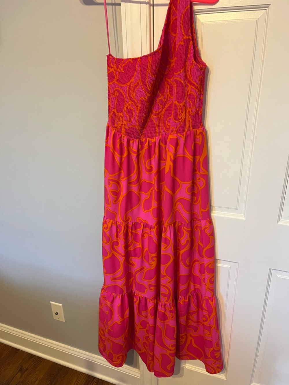 Sugarlips Pink and Orange One-Shoulder Maxi Dress